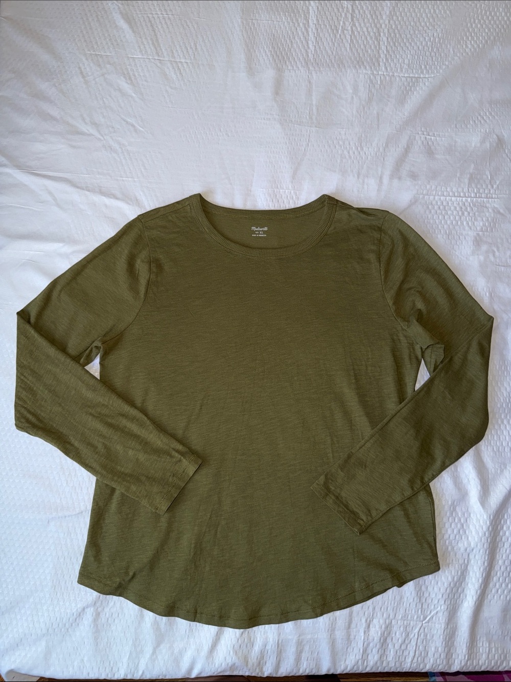 Madewell Olive Green Long Sleeve Crew Top 100% Cotton ✨ - Picture 5 of 10